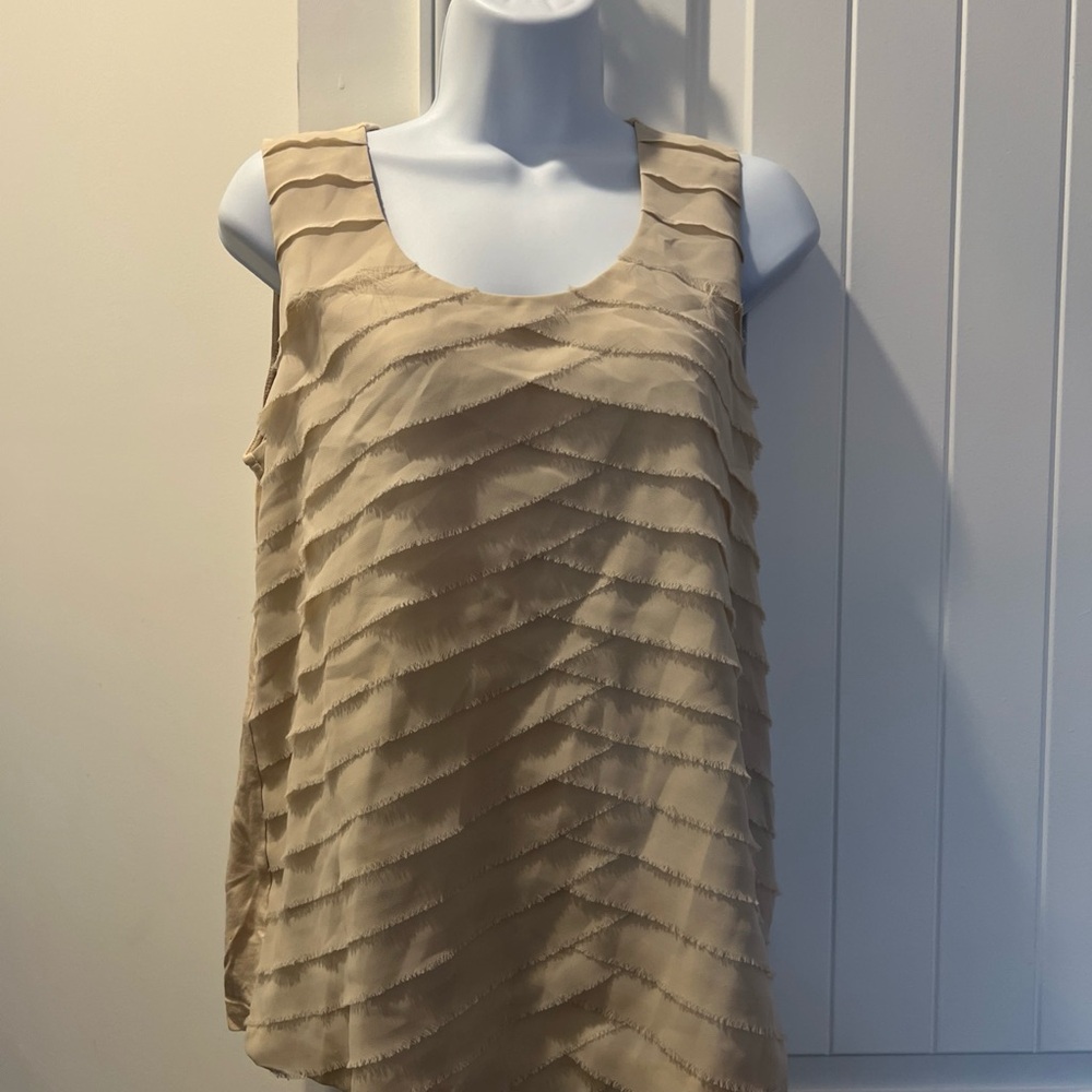 Chico's Tan Ivory Layered Ruffles sleeveless tank size 1